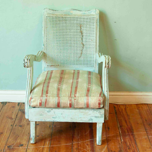 Painted rattan armchair (has been sanded)