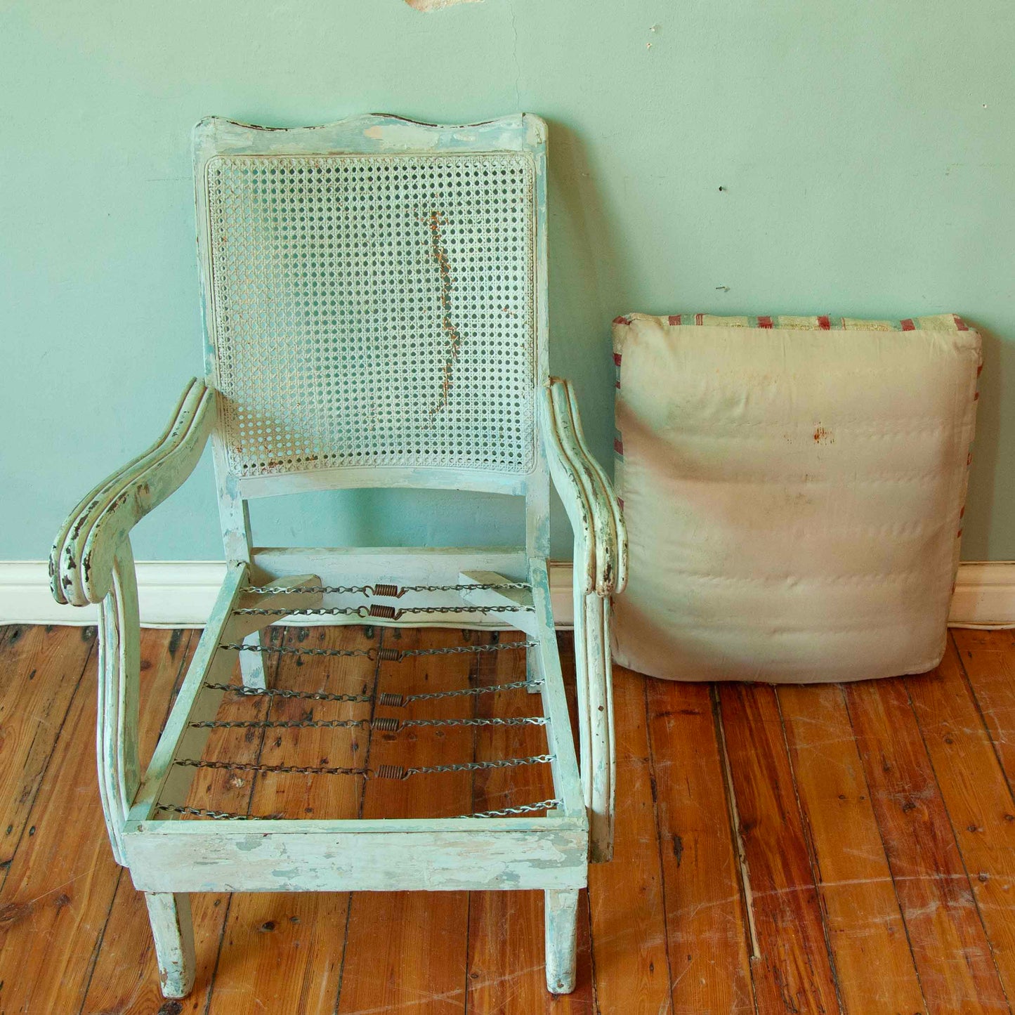 Painted rattan armchair (has been sanded)